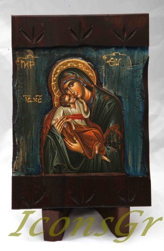 Wooden Greek Christian Orthodox Wood Icon of Mother of Jesus / M1 [Kitchen]