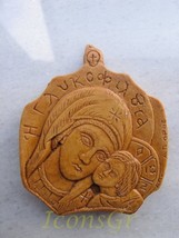 Handmade Carved Aromatic Wax Icon Blessed From Mount Athos of Virgin Mary 14 - £12.89 GBP