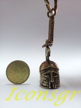 Ancient Greek Zamac Keyring with Megarian Helmet - Gold Color [Office Pr... - £6.63 GBP