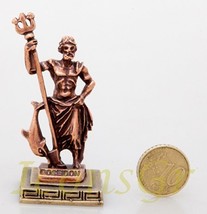 Ancient Greek Zamac Miniature Statue of Poseidon (Copper) [Kitchen] - £10.10 GBP