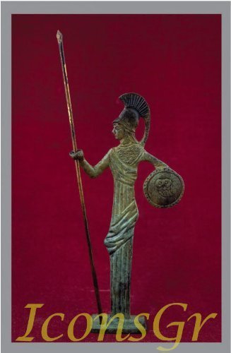Ancient Greek Bronze Museum Statue Replica of Athena with Spear & Shield (1162)