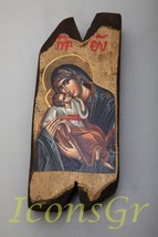 Wooden Greek Christian Orthodox Wood Icon of Virgin Mary / N12 [Kitchen] - $26.56