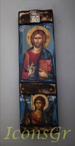 Wooden Greek Christian Orthodox Wood Icon of Archangel Michael &amp; Jesus Christ... - £64.00 GBP