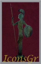 Ancient Greek Bronze Museum Statue Replica of Athena with Spear &amp; Shield... - $180.61