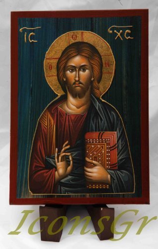 Wooden Greek Christian Orthodox Wood Icon of Jesus Christ / A2_2 [Kitchen]