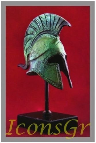 Ancient Greek Bronze Museum Replica of Cretan Helmet on a Base (1369-1)