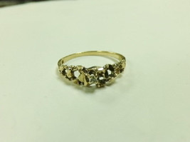 10k Yellow Gold Ladie&#39;s Nugget &amp; .07ct Diamond Solitaire Ring Sz 7 Elegant Girl&#39; - £55.93 GBP