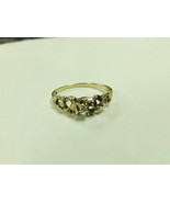 10k Yellow Gold Ladie&#39;s Nugget &amp; .07ct Diamond Solitaire Ring Sz 7 Elega... - $1,299.12 MXN