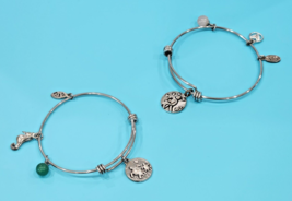 2 SHINE Brand Silver Tone Bracelets Turtle Seahorse &amp; Mom Charms Adjustable - $8.00