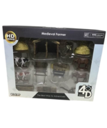 4D Medieval Farmer Animal Shed Cows Haystacks Oxen HD Miniatures Mini Se... - $54.00 CAD