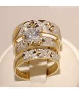 2Ct Sim Diamond 14K Yellow Gold Over His-Her Trio Wedding Ring Set - $128.13 CAD