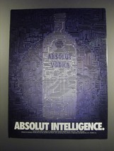 1991 Absolut Vodka Ad - Absolut Intelligence - $18.49