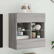 TV Wall Cabinet with LED Lights Grey Sonoma 58.5x30x60.5 cm - £40.71 GBP
