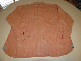 Tommy Bahama Men&#39;s long sleeve button shirt XL cotton hibiscus stripes EUC @ - £20.21 GBP