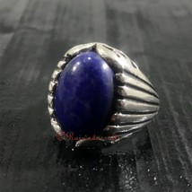 Natural Lapis Lazuli Ring Men’s Ring| Sterling Silver Ring 925|Blue Stone Ring| - £51.00 GBP