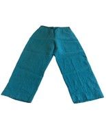 BRYN WALKER  M Turquoise Linen Wide Leg Pull on Ankle Pants Medium - $51.21