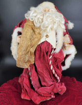 Christmas Tree Topper Santa 14&quot; Red / Gold with Fur Crepe Paper Robe Vin... - $14.36