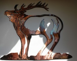 Standing Elk - Metal Wall Art - Copper 17&quot; x 17&quot; - £37.86 GBP