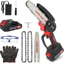 Mini Chainsaw 6 Inch Cordless Portable Electric Chain Saw with 24V, Courtyard - £24.73 GBP