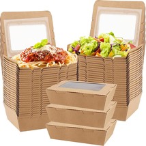 50 Pack Take Out Food Containers With Window, 40 Oz Disposable Brown, Pi... - $37.93