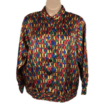 Notations Button Up Collared Shirt ~ Sz 22W ~ Long Sleeve ~ Multicolor  - £17.68 GBP