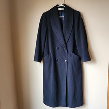 Forecaster of Boston Vintage USA Soft Wool Blend Dress Coat Navy Blue Size 7/8 - £22.41 GBP