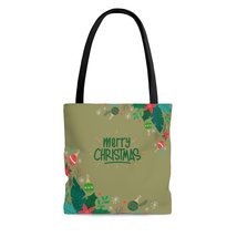 Merry Christmas Balls Olive Dark Green AOP Tote Bag - $17.65+