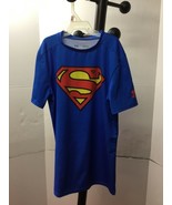 Under Armour Kid&#39;s Boy&#39;s Fitted Heat Gear Superman Shirt Blue Size YLG - £8.68 GBP