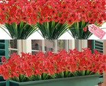 20 Bundles Of Artificial Outdoor Flowers (Deep Red) Uv Resistant Fake Fl... - $35.92