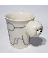 Ceramic White Bichon Frise 3D Mug 10 oz Hand Painted EUC - $15.95