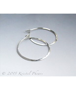 Sterling hoops 1.5&quot; - Large Silver hoop earrings hammered simple classic... - £18.44 GBP