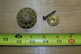 Antique drawer cabinet door round brass decorative knob - $9.50