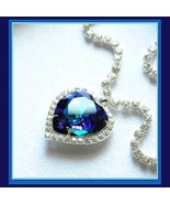 Stunning Crystal Heart Ocean Blue Austrian Swarovski Rhinestone Circled ... - £52.70 GBP