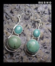 TURQUOISE Dangling Vintage Earrings in STERLING Silver - 2 inches long - $65.00