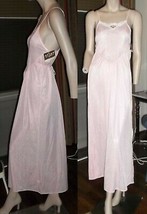 Avian NWT Vintage 1970&#39;s Long Pink Nightgown Negligee Rose Applique Spag... - £39.52 GBP