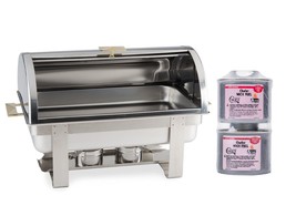 New Deluxe Roll Top Chafer Stainless Chafing Dish Lowest T Otal P Rice! Free Gft! - $196.53
