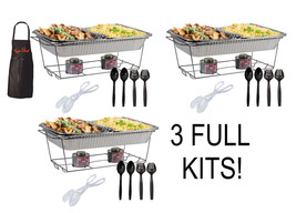 3 FULL CHAFER KITS Buffet Chafer Serving Food Warmers 34 pieces FREE SHIP ! - £75.49 GBP