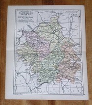 1898 Antique Map Of Counties Of Cambridge Huntington Cambridgeshire England - $28.79