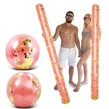 Inflatable Rose Gold Beach Balls And Giant Pool Noodles - Premium Luxurious 16&quot;  - £39.38 GBP
