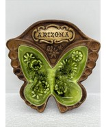 Vintage Treasure Craft Arizona Brown $ Green Butterfly Trinket Dish USA 5” - £11.86 GBP