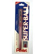 Vintage Pentel Super-ball Red Ink Pen Roller Ball Extra Fine Point R206BP-B - $24.00