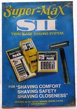 Insegna da barba pubblicitaria vintage Super Max S II lama da barba raso... - £40.10 GBP
