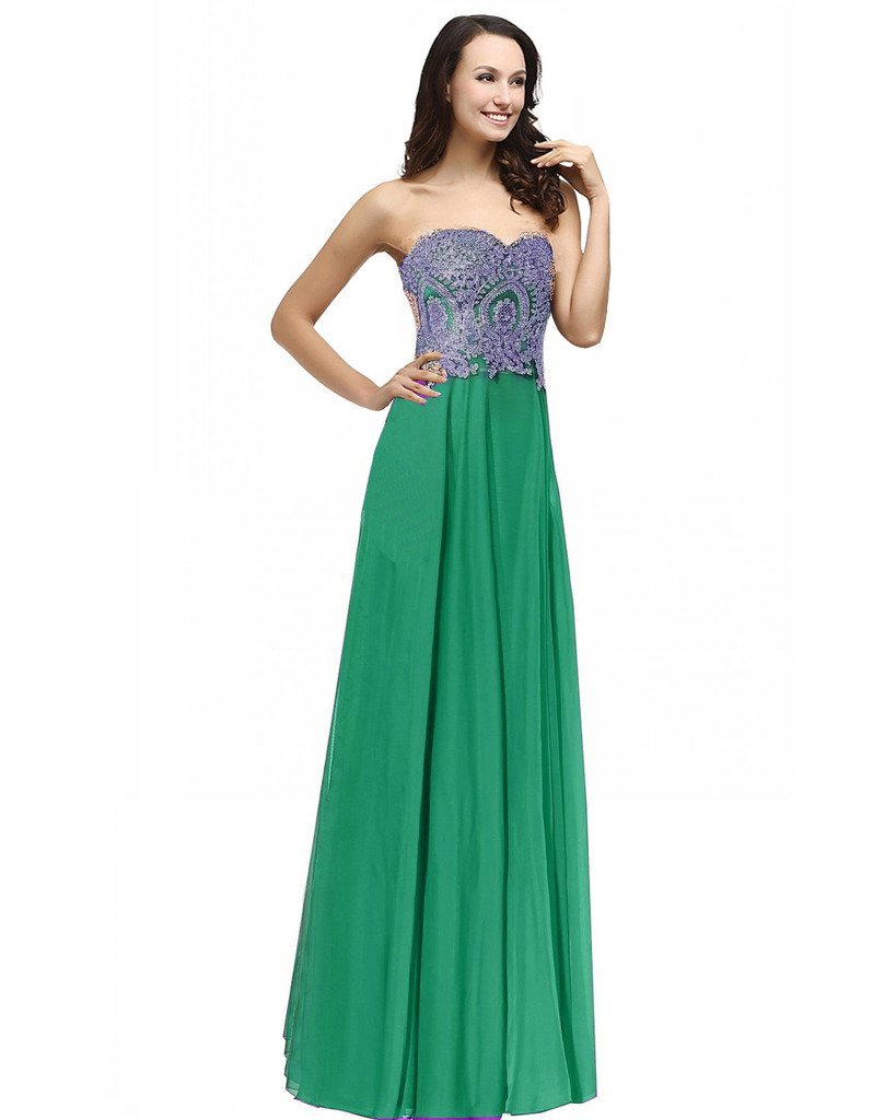 Kivary Gold Lace Crystals Long A Line Beaded Formal Chiffon Prom Evening Dresses