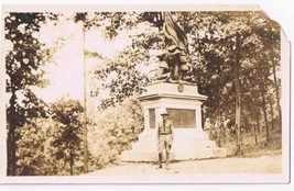 Antique Photo WW2 Era Soldier By Monument - £2.36 GBP