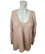 Free People Pink Wool Alpaca Blend Slouchy Oversized Soft V-neck Tunic S... - $25.55 CAD