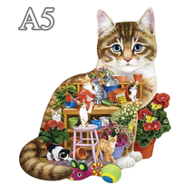 Mysterious Animal Wooden Jigsaw Puzzle Cat Puzzle Gift for Adult Kids Educationa - £9.98 GBP+