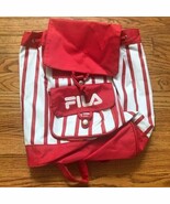 Vintage 1990s Y2K Red Striped Fila Drawstring Beach Bag Backpack Purse - $219.50 CAD