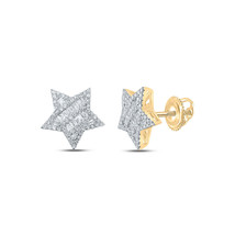 10kt Yellow Gold Womens Baguette Diamond Star Earrings 1/2 Cttw - £433.12 GBP