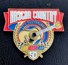 Nascar Country Music Pin Vintage Guitar 50 Years Gold Tone Enamel - £7.84 GBP