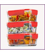 3-Pack Glass Meal Prep Containers | Airtight Lids, Microwave &amp; Oven Safe - €22,26 EUR